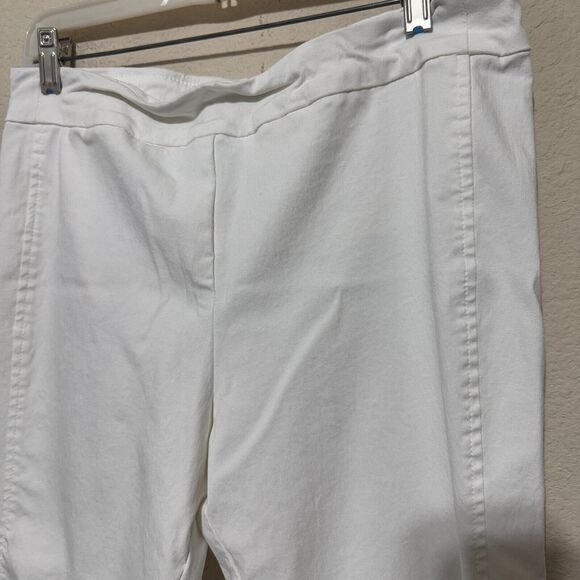 Marla Wynne White Pants sz 14P cropped elastic waist pull on high rise USA - Picture 3 of 7
